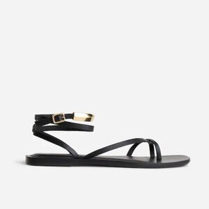 Madewell The Vira Bangle Ankle-Wrap Sandal in Leather in True Black Size 10.5